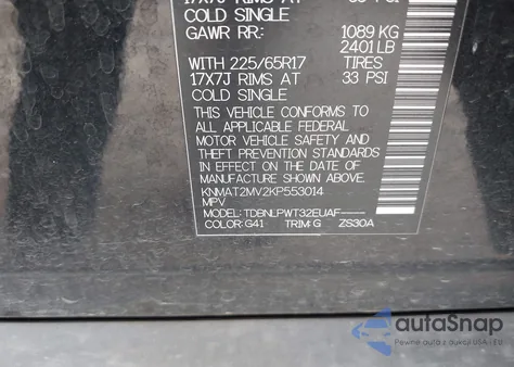 2019 Nissan Rogue S z USA, uszkodzony, nr VIN KNMAT2MV2KP553014